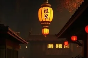 片库主推画报：夜色中的城市剪影与一条穿过楼群的放映光带